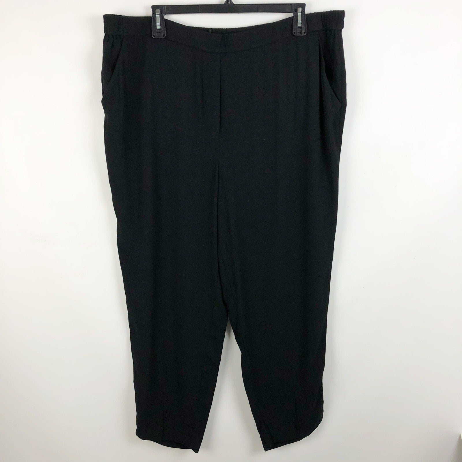 HALOGEN Women Ankle Pants Black Size 22 Classic Pull-On High Rise Pockets NWT