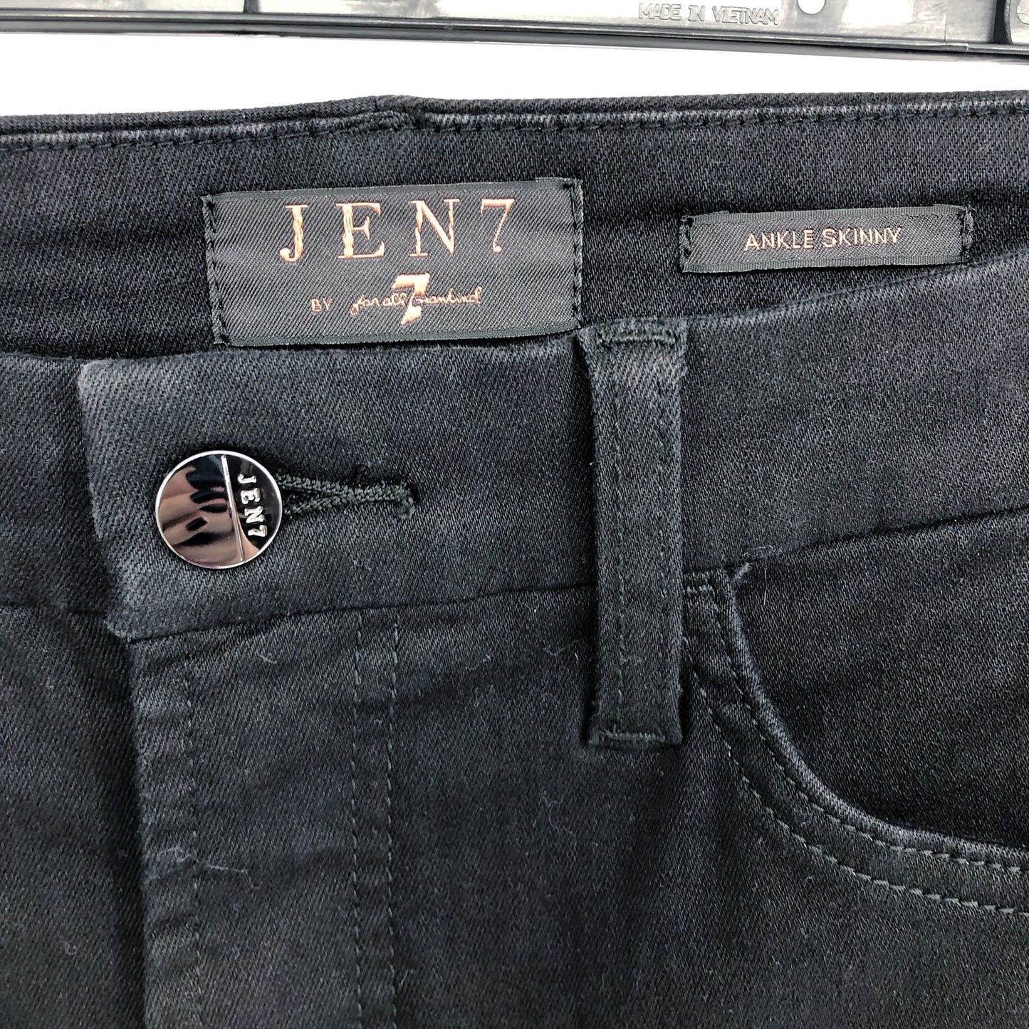 JEN7 7 For All Mankind Womens Skinny Ankle Jeans 6 Black Denim Stretch NWT