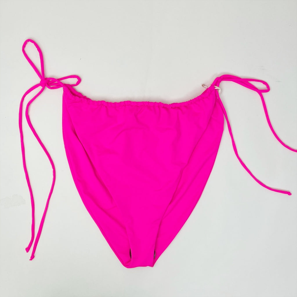 Good American Tiny Ties Bikini Bottoms Sz 7 XXXXL 4XL Hot Pink Swim Matte NWT