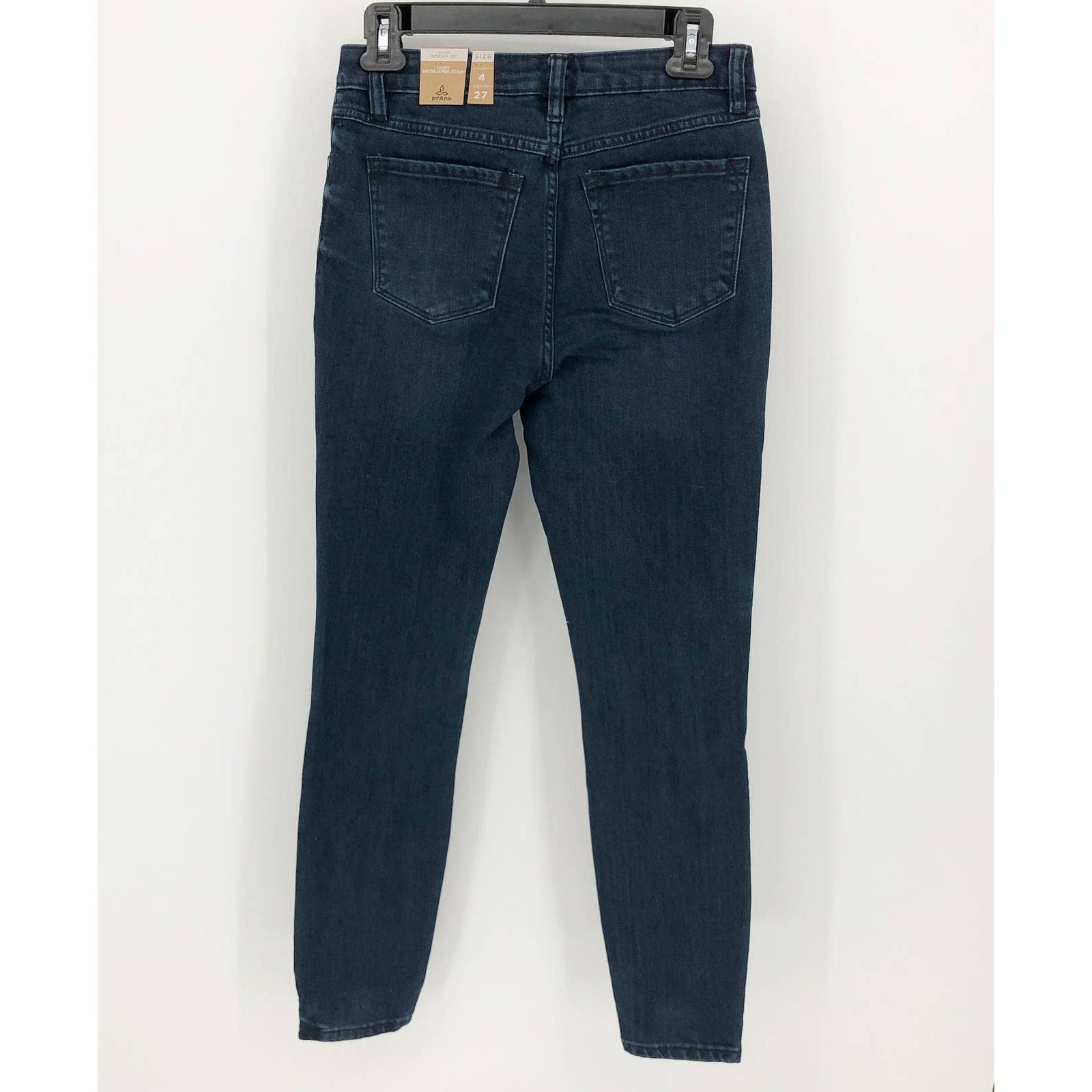 Prana Womens Sienna Skinny Jeans 27x28 US 4 Deep Blue Stretch Denim Mid Rise NWT