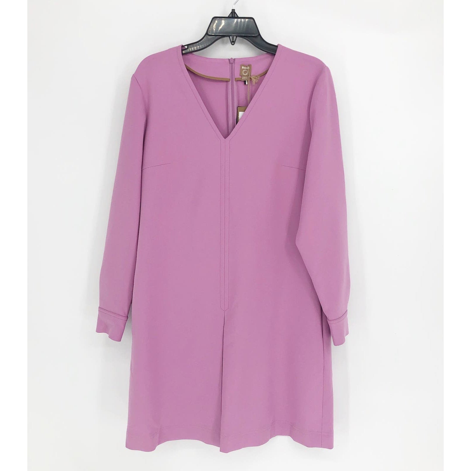 HUGO BOSS Womens Ditama A-Line Dress US 6 Blossom Purple Long Sleeve V Neck NWT