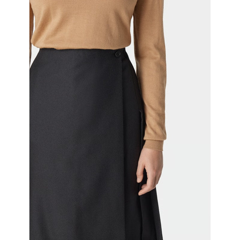 BURBERRY Women's Pleated Asymmetrical A-line Skirt Size 2 Black