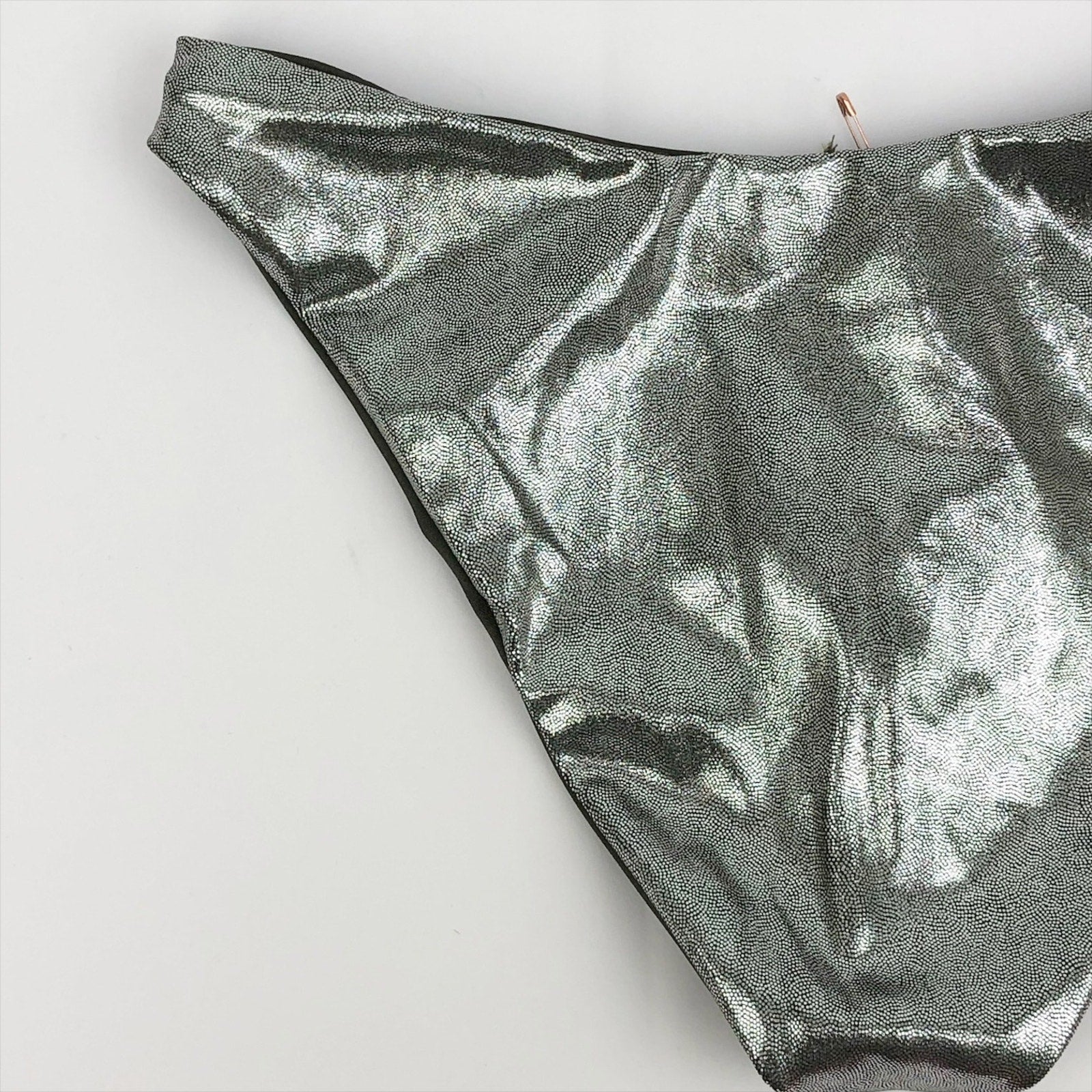 Good American Metallic Better Reversible Swim Bottom 3 Large Silver Green NWT