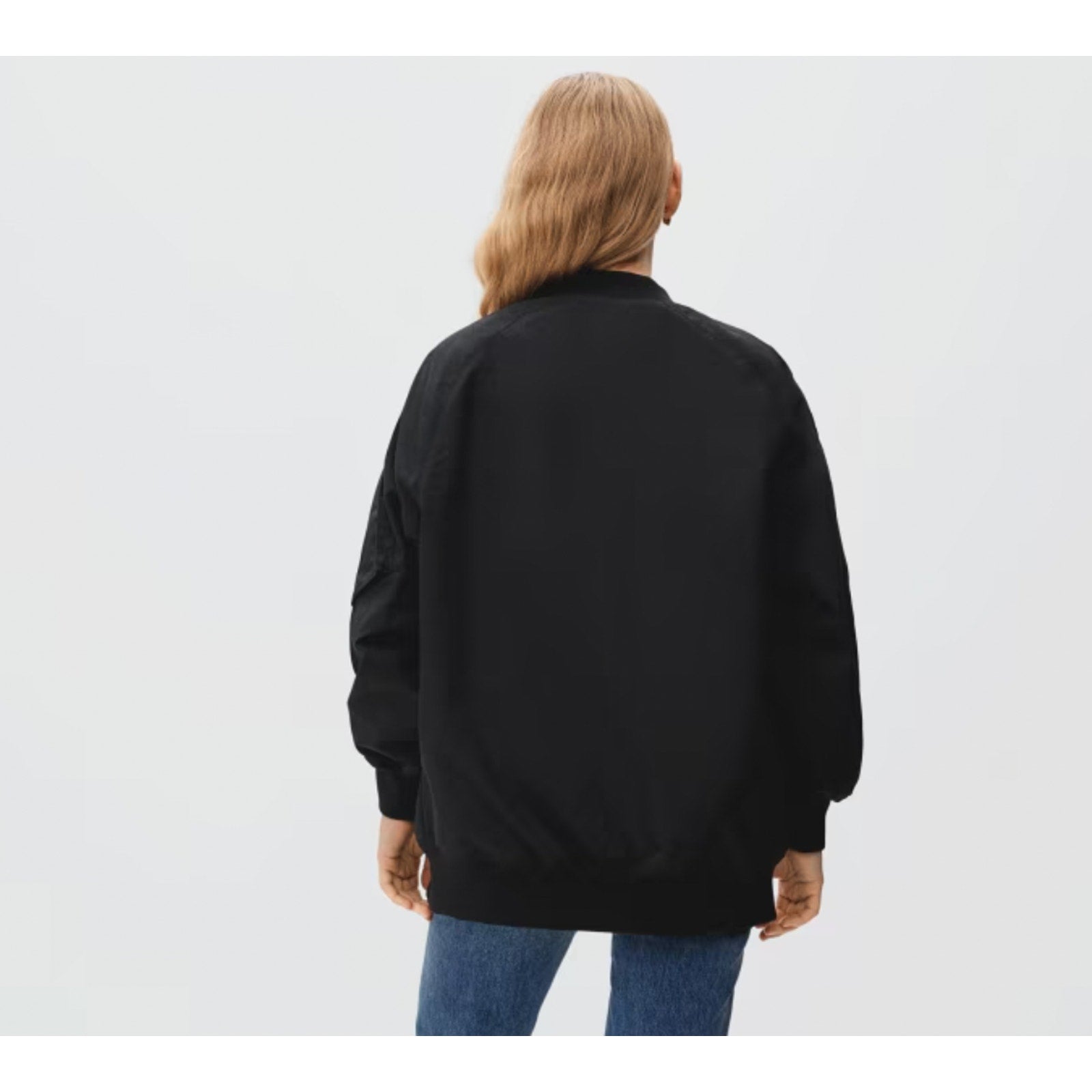 Everlane Womens Cotton Bomber Jacket XXS Black Oversized Zip Front NWT