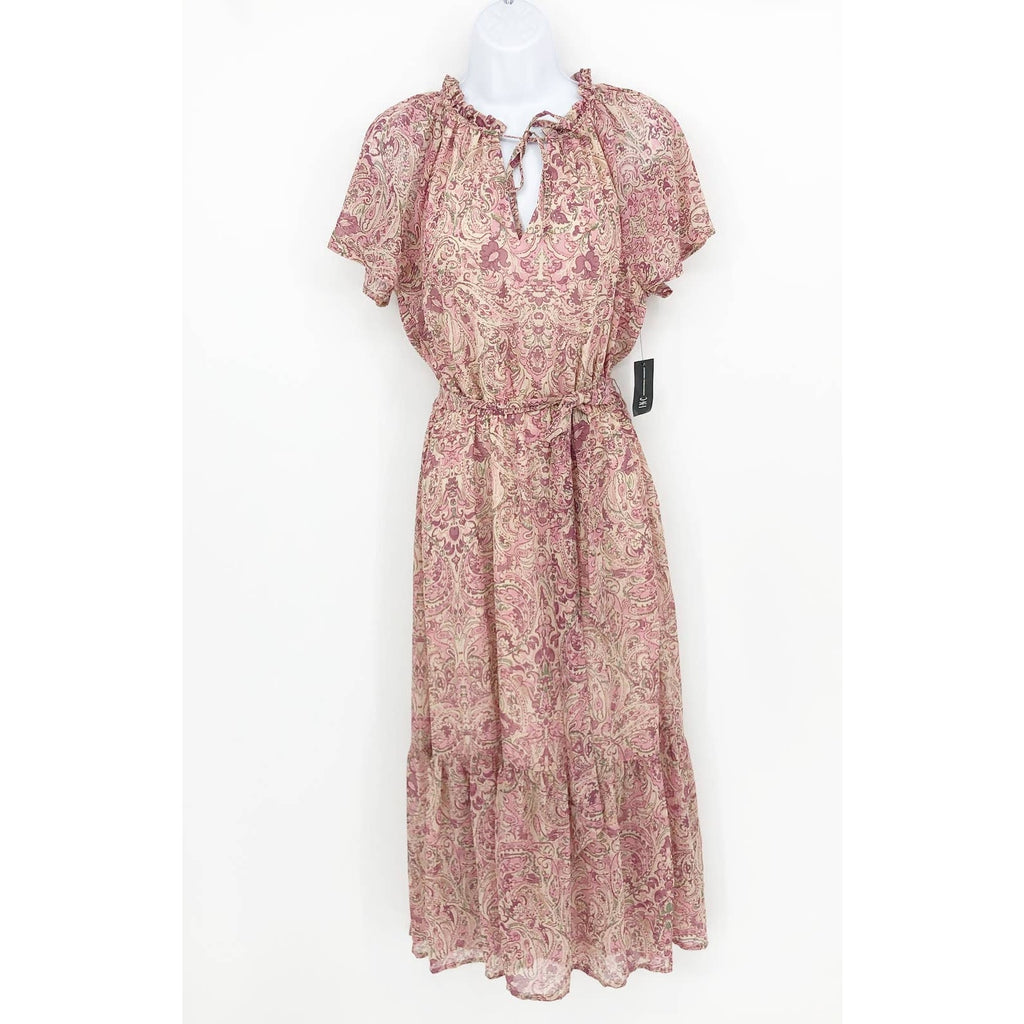 I.N.C. INTERNATIONAL CONCEPTS Midi Dress 4 Pink Blush Combo Paisley Tiered NWT