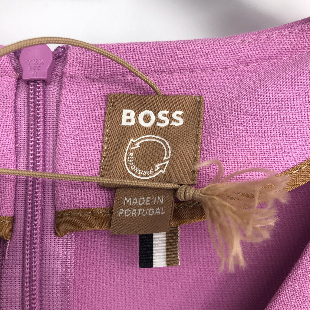 HUGO BOSS Womens Ditama A-Line Dress US 6 Blossom Purple Long Sleeve V Neck NWT