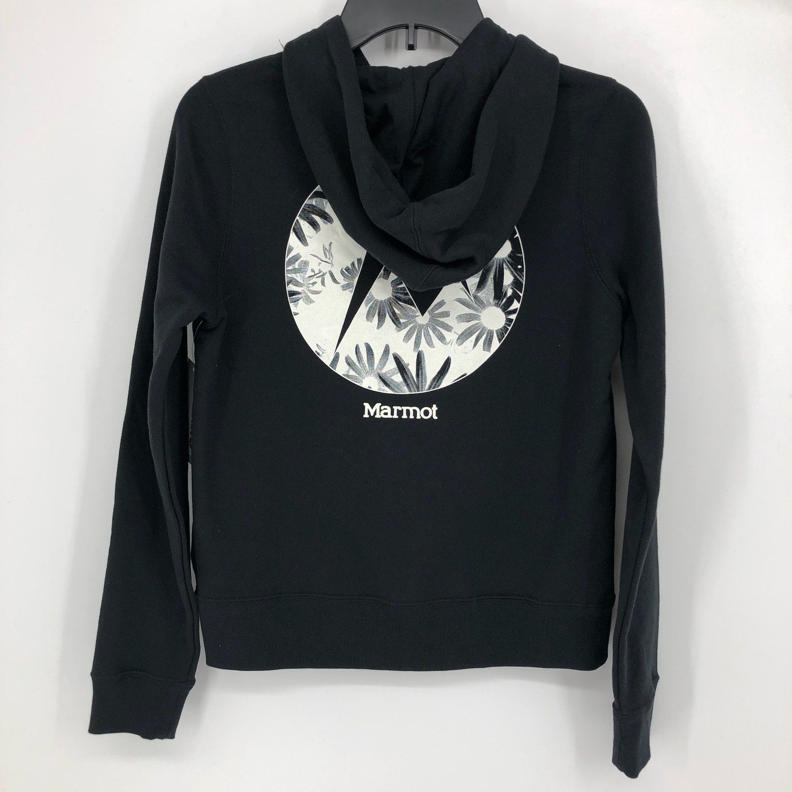MARMOT Women's Daisy Logo Hoodie XS Black Pullover Sweatshirt NWT