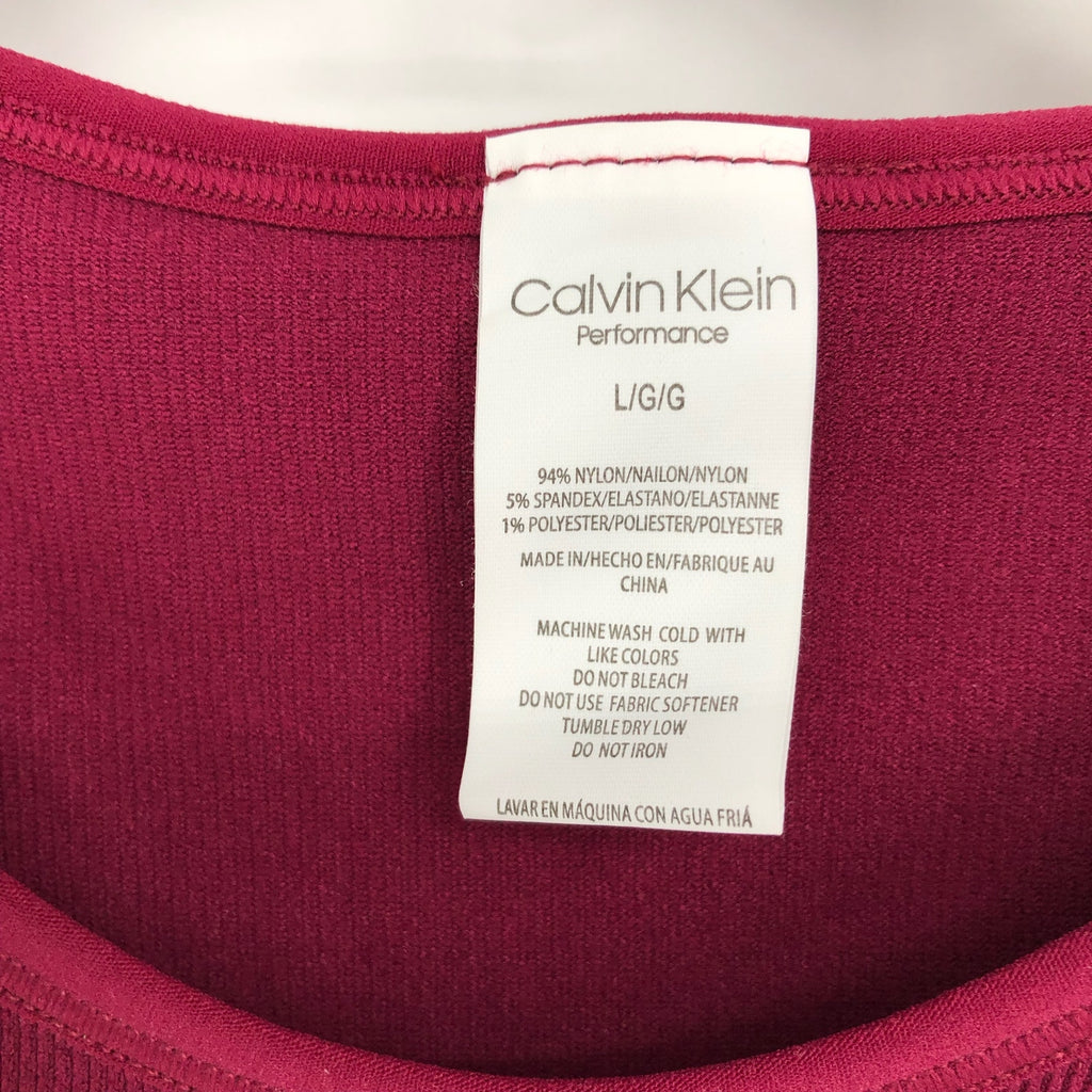 CALVIN KLEIN Women's Performance Ribbed Crop Top Large Red Maroon Racerback NWT