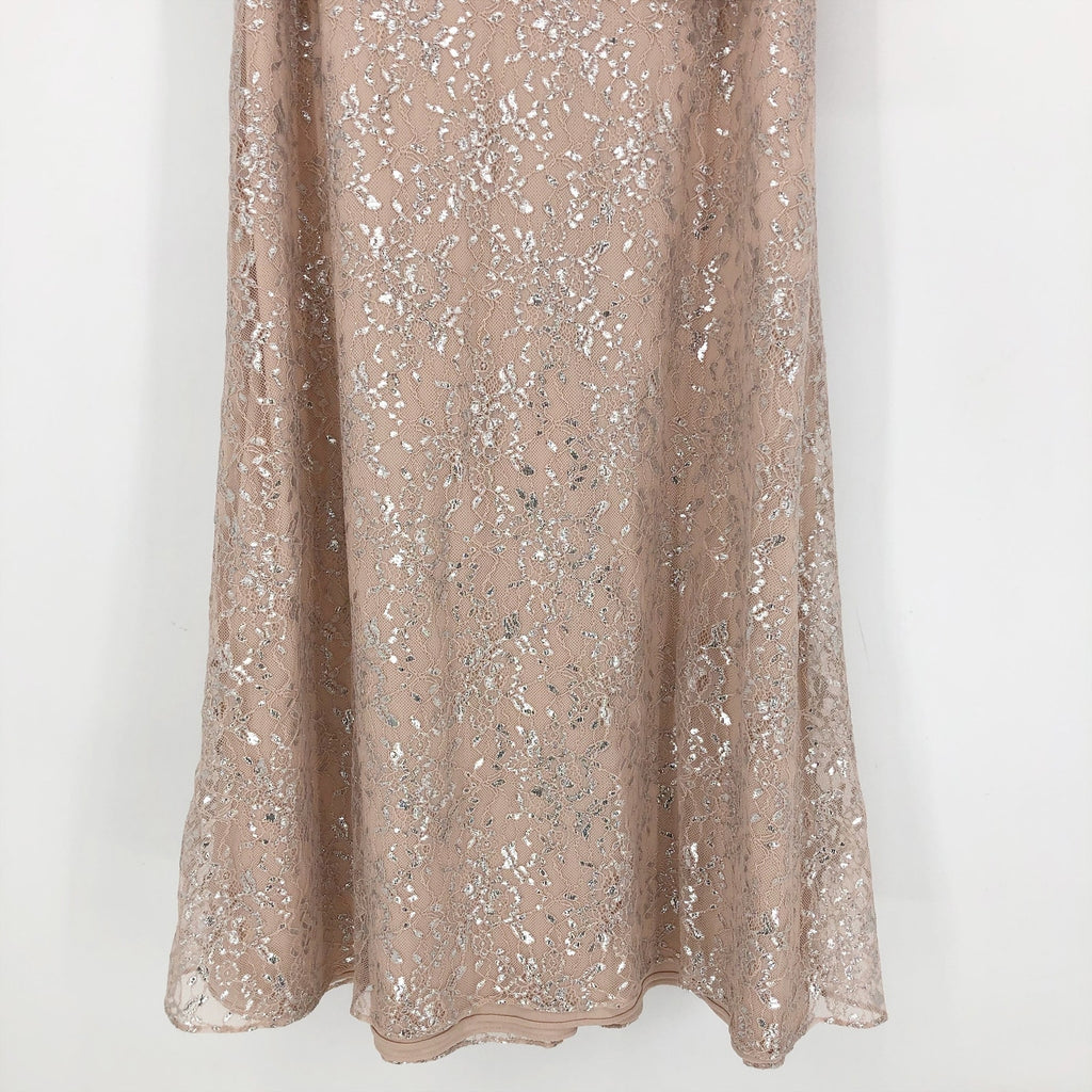 AFTER SIX Rococo Lace Sequin Two-Piece Gown Size 4 Champagne Silver Lace NWT