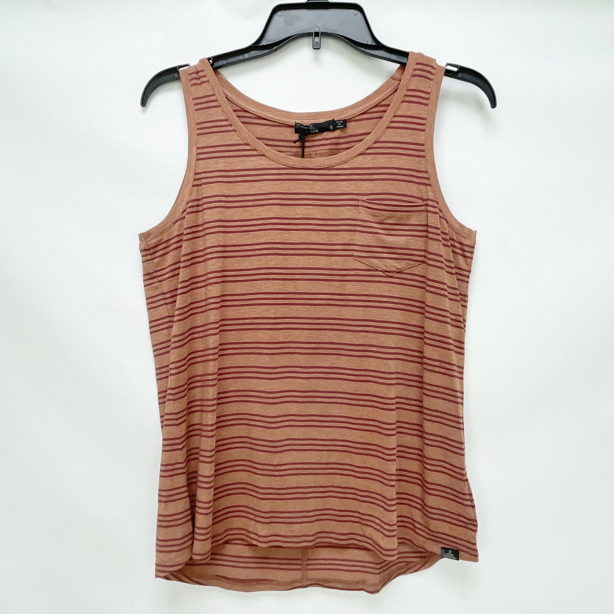 prAna Womens Foundation Tank Top XS Orange Red Scoop Neck Stripe