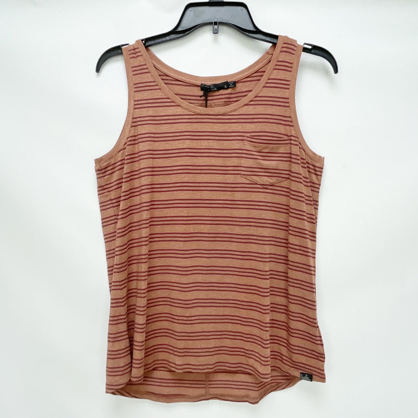prAna Womens Foundation Tank Top XS Orange Red Scoop Neck Stripe