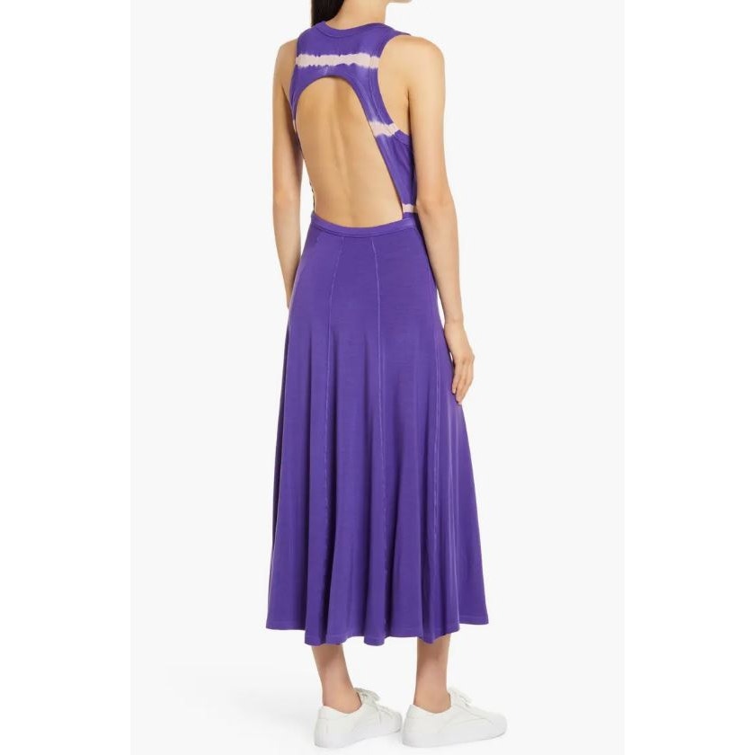 Ninety Percent Women Tie Dye Stripe Maxi Dress Small Purple Open Back NWT