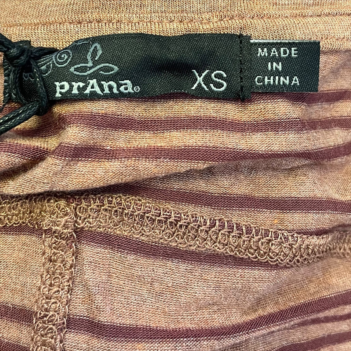 prAna Womens Foundation Tank Top XS Orange Red Scoop Neck Stripe