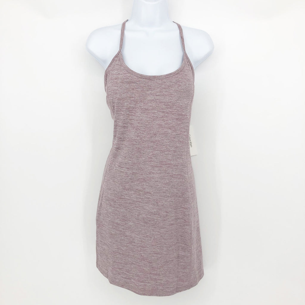 Calvin Klein Womens Athletic Mini Dress Large Heathered Purple Racerback NWT