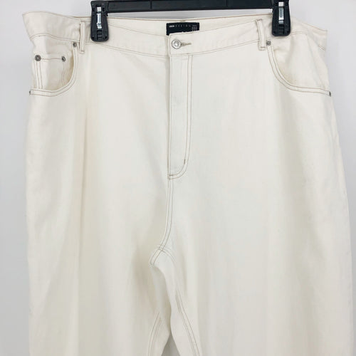 ASOS Womens Straight Keg Jeans US 20 Cream High Rise Denim Non Stretch Cotton