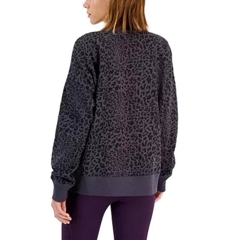Ideology Womens Cheetah Print Sweatshirt XS Black Crew Neck NWT