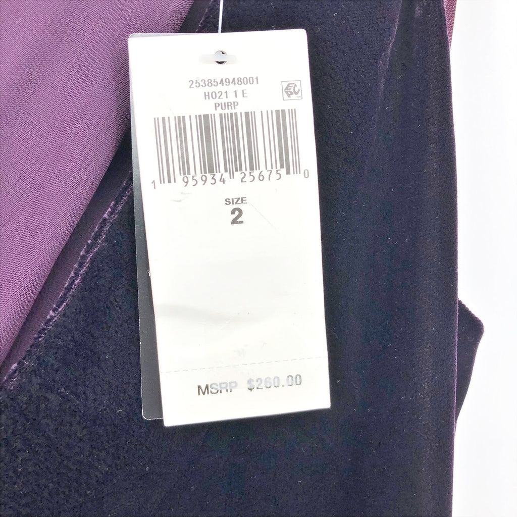 Lauren Ralph Lauren Velvet Evening Dress Size 2 Dark Purple Belt Sleeveless NWT
