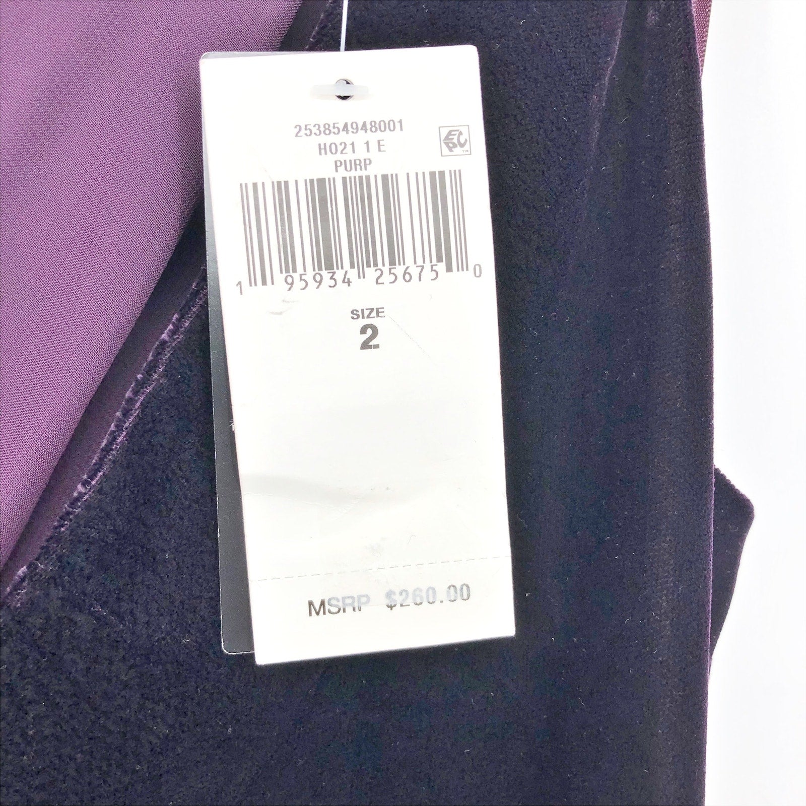 Lauren Ralph Lauren Velvet Evening Dress Size 2 Dark Purple Belt Sleeveless NWT