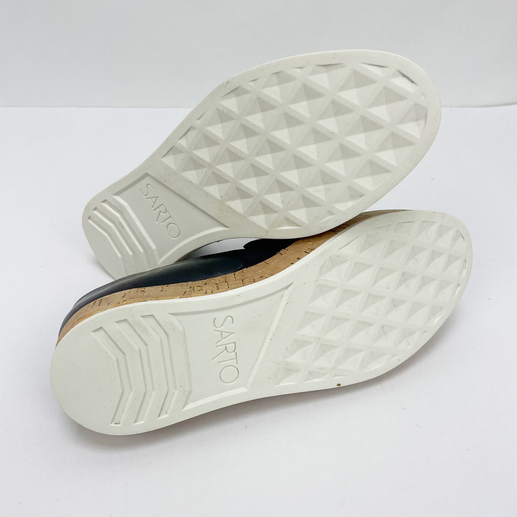 Franco Sarto Womens Derek Sneaker Size 6 Black Leather Lightweight Slip-On NIB