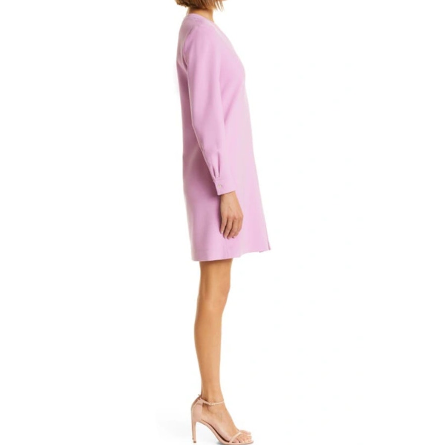 HUGO BOSS Womens Ditama A-Line Dress US 6 Blossom Purple Long Sleeve V Neck NWT