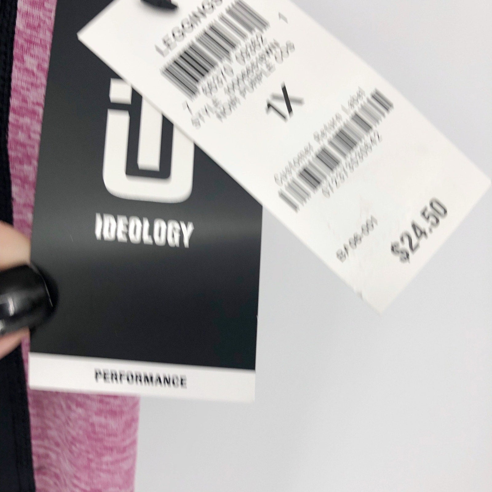 IDEOLOGY Womens Crop Leggings 1X Black Purple Colorblock Stripe NWT