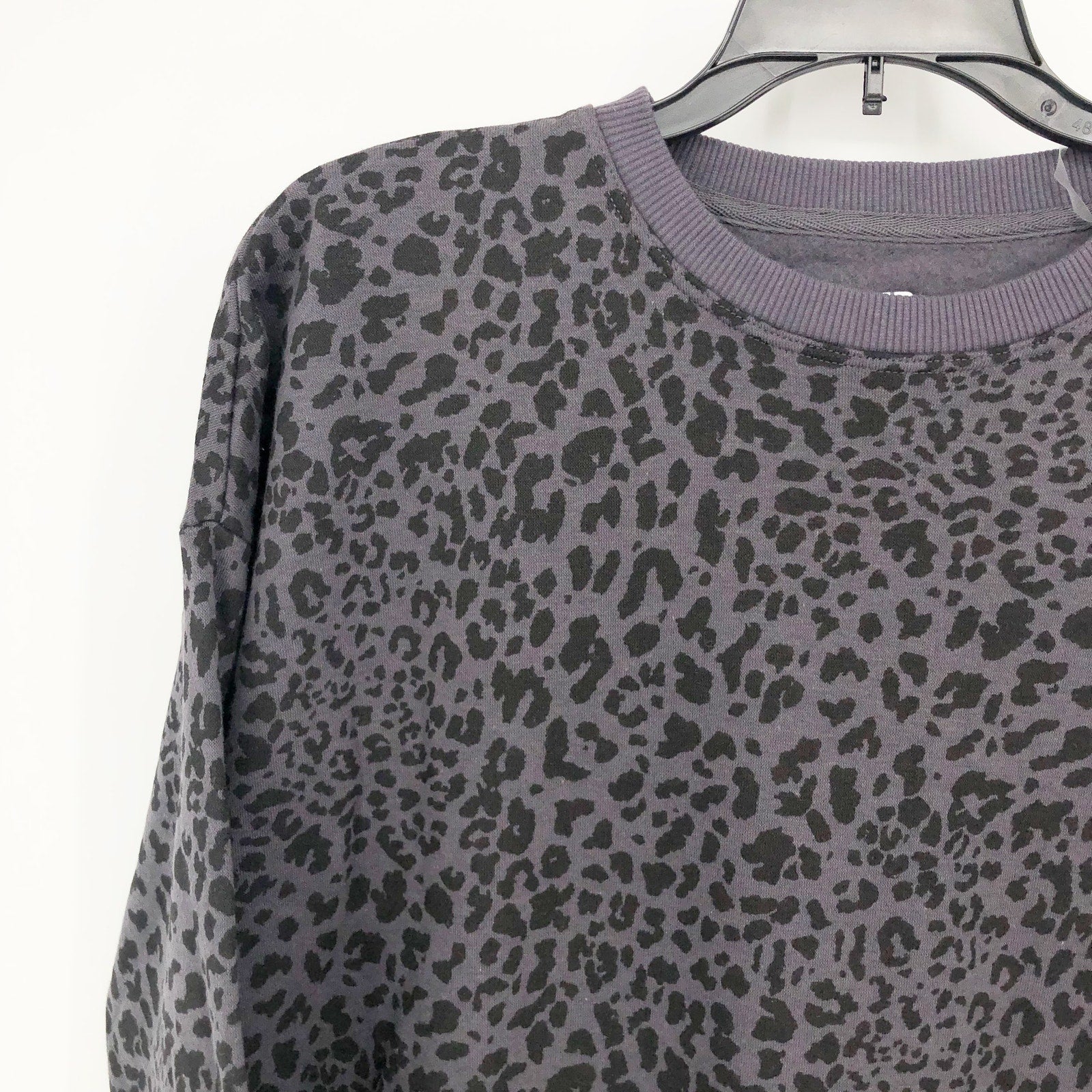 Ideology Womens Cheetah Print Sweatshirt XS Black Crew Neck NWT