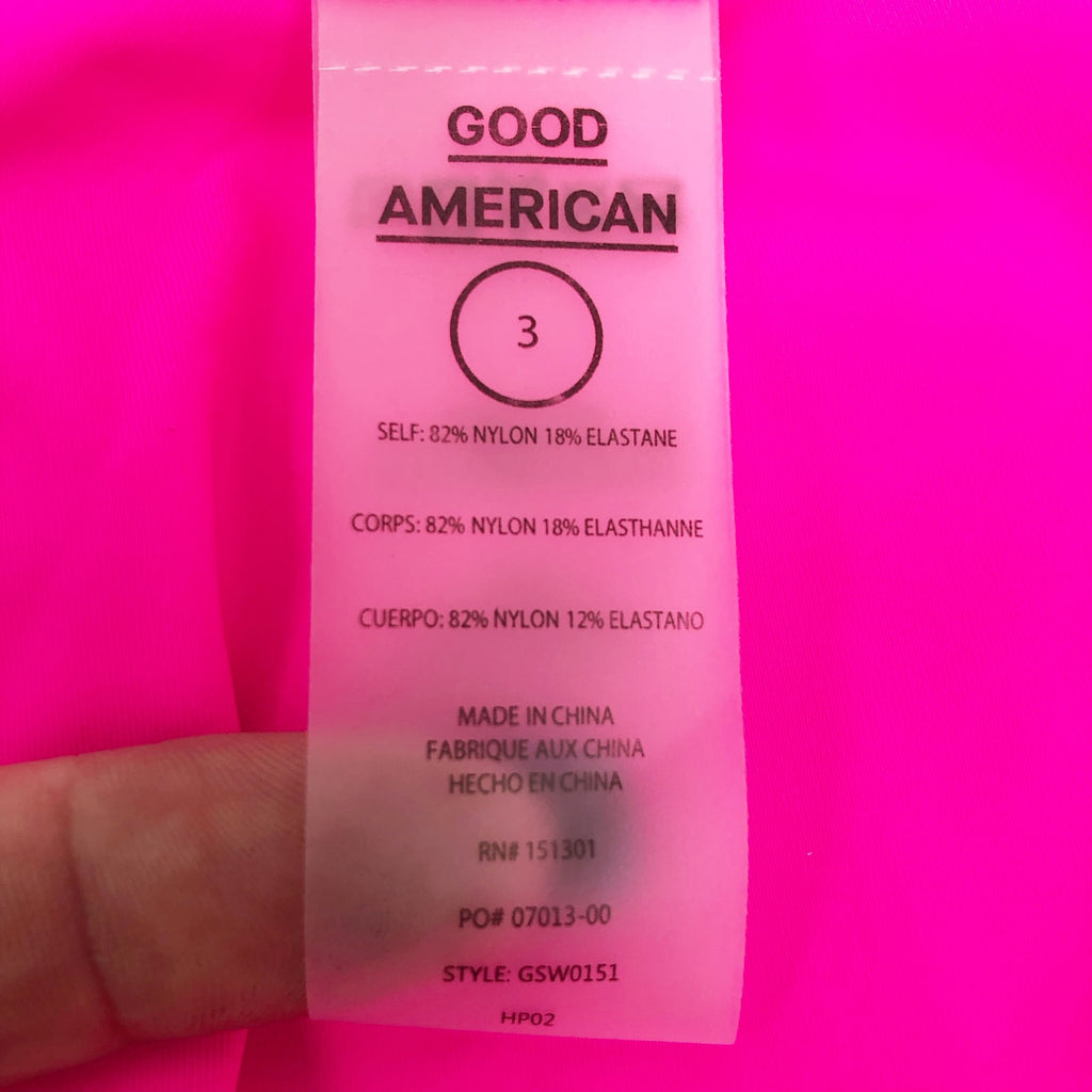 Good American Tiny Ties Bikini Bottoms Sz 3 Large Swimwear Matte Hot Pink NWT