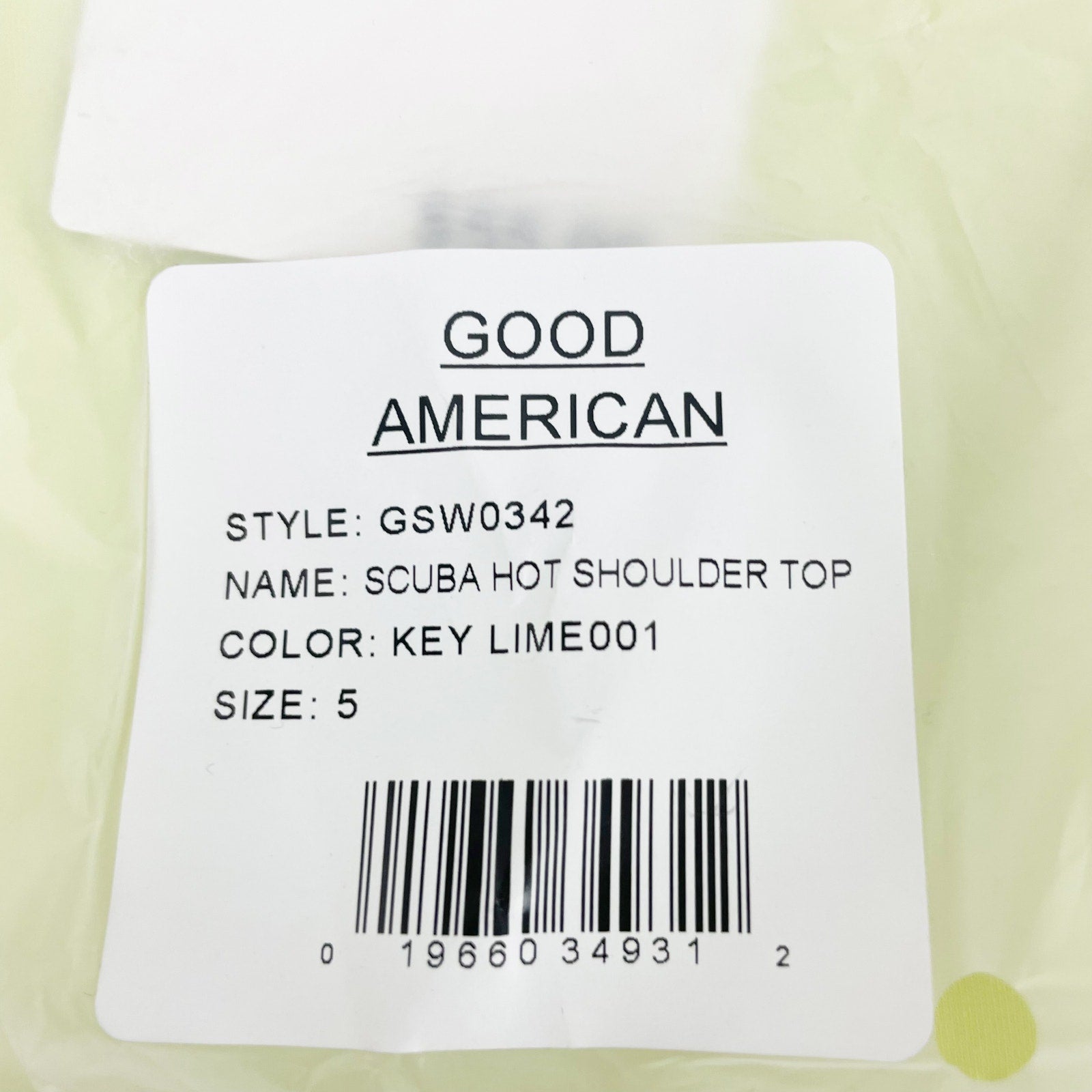 American Scuba Hot Shoulder Bikini Top Size 5 XXL Swim Key Lime Green NWT
