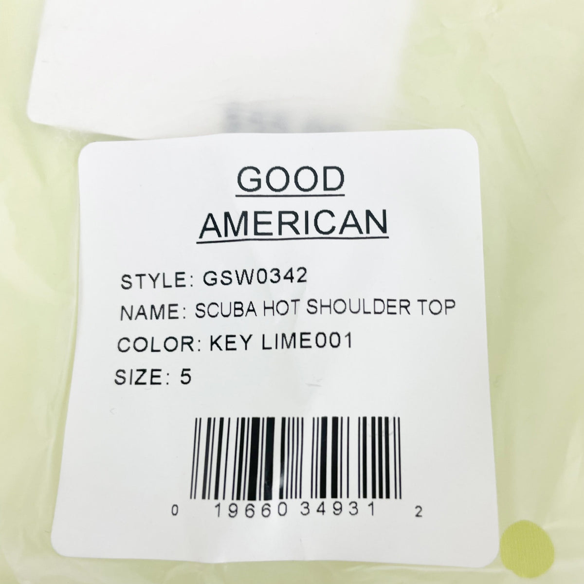 Good American Scuba Hot Shoulder Bikini Top Size 5 XXL Swim Key Lime Green NWT