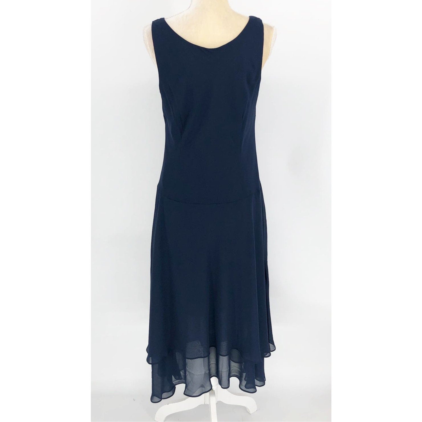 SL Fashions 116184 Midi Dress 10 Navy Blue Embellished Cocktail Sleeveless NWOT