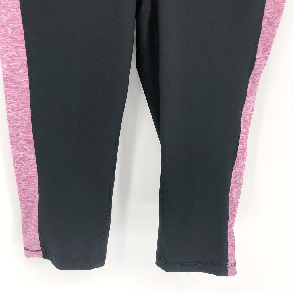 IDEOLOGY Womens Crop Leggings 1X Black Purple Colorblock Stripe NWT