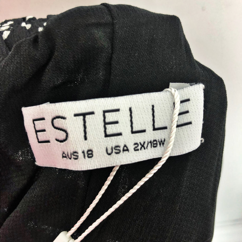 Estelle Womens Adele Spot Midi Skirt 2X Black White Handkerchief Hem NWT