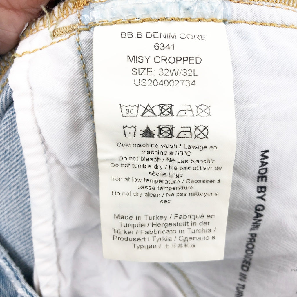 GANNI Womens Misy Cropped Jeans 32 US 14 Light Blue Rigid Denim High Rise NWOT