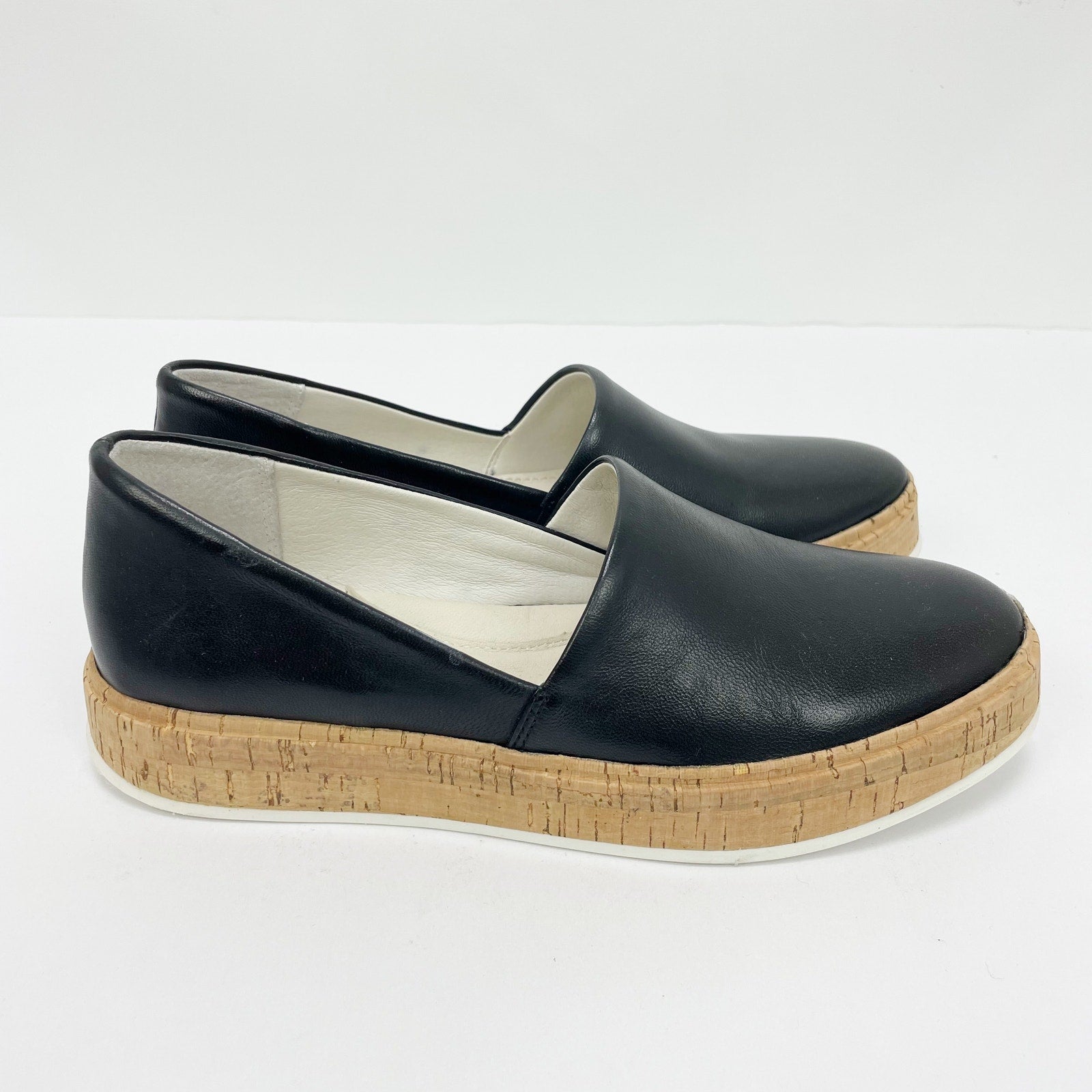 Franco Sarto Womens Derek Sneaker Size 6 Black Leather Lightweight Slip-On NIB