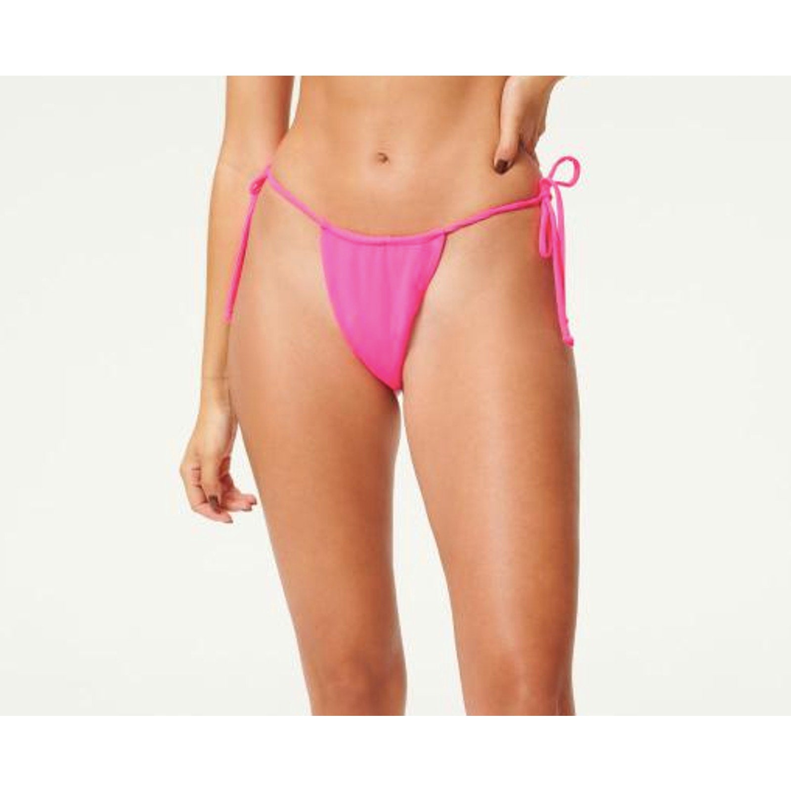 Good American Tiny Ties Bikini Bottoms Sz 7 XXXXL 4XL Hot Pink Swim Matte NWT