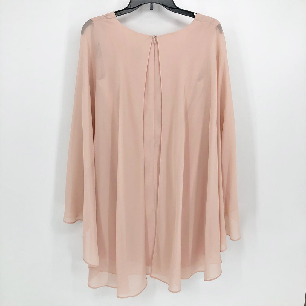 VINCE CAMUTO Women Capelet Shift Dress Size 2 Pink Blush Chiffon LS NWOT
