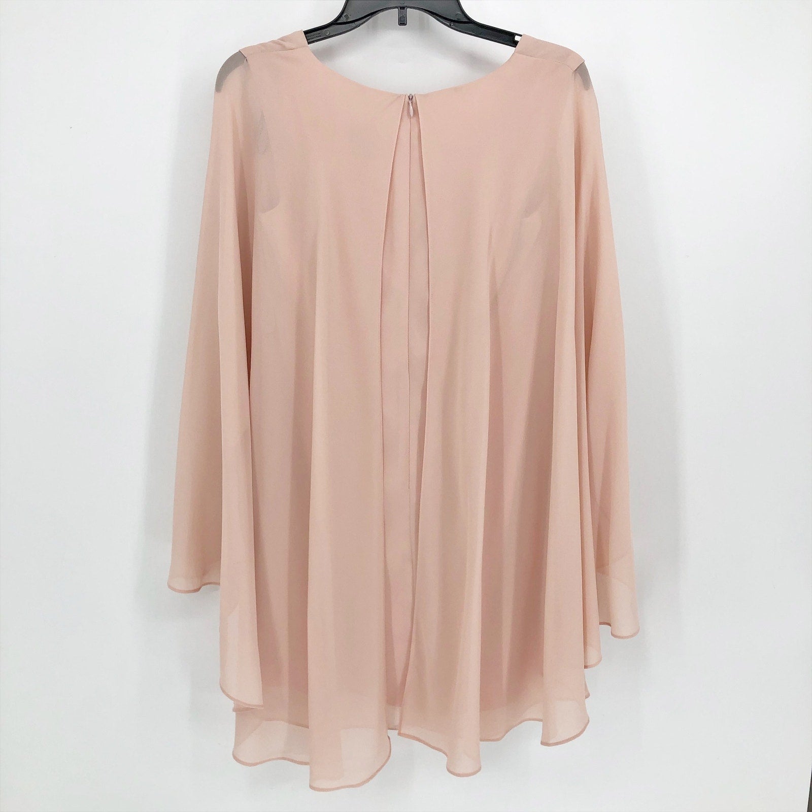 VINCE CAMUTO Women Capelet Shift Dress Size 2 Pink Blush Chiffon LS NWOT
