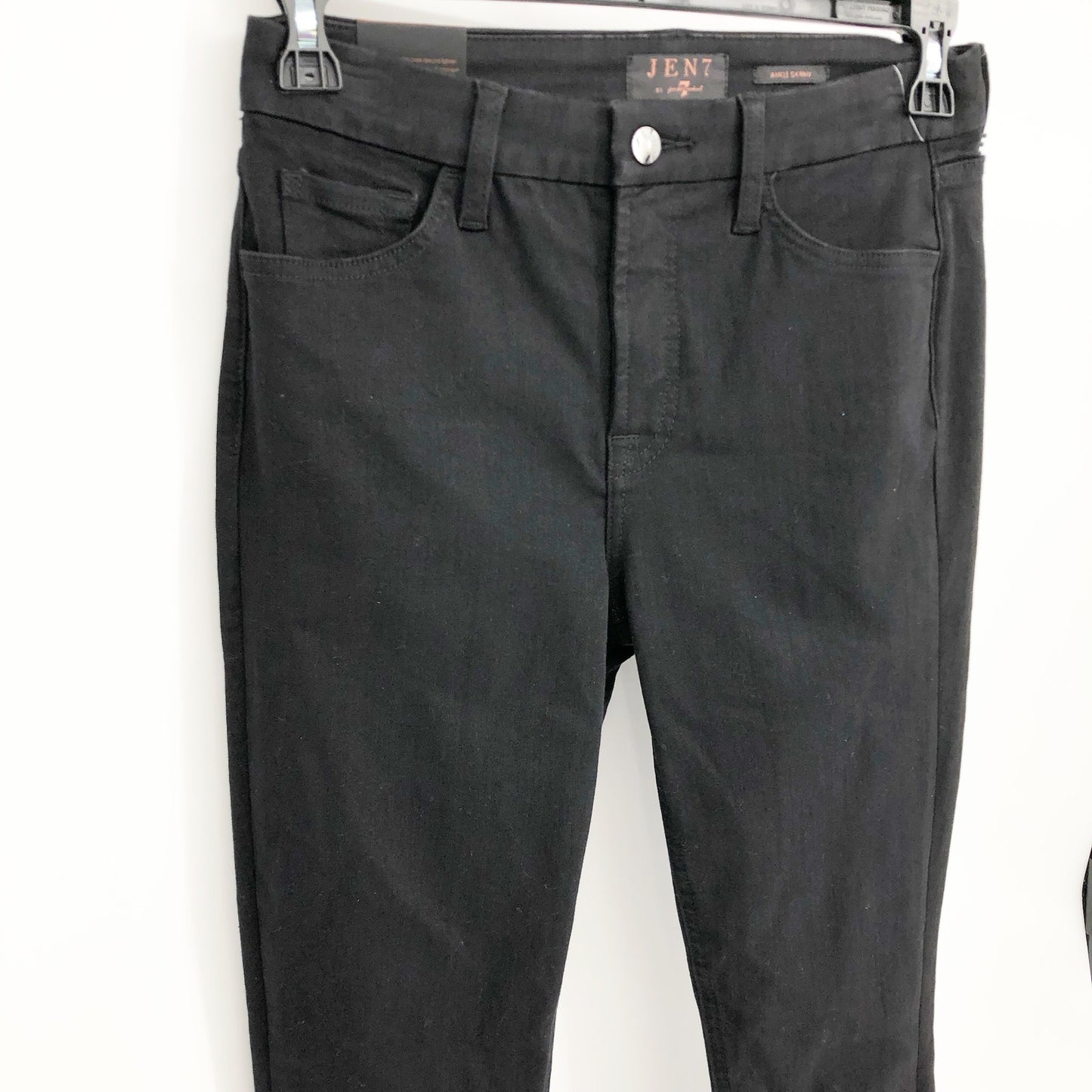 JEN7 7 For All Mankind Womens Skinny Ankle Jeans 6 Black Denim Stretch NWT