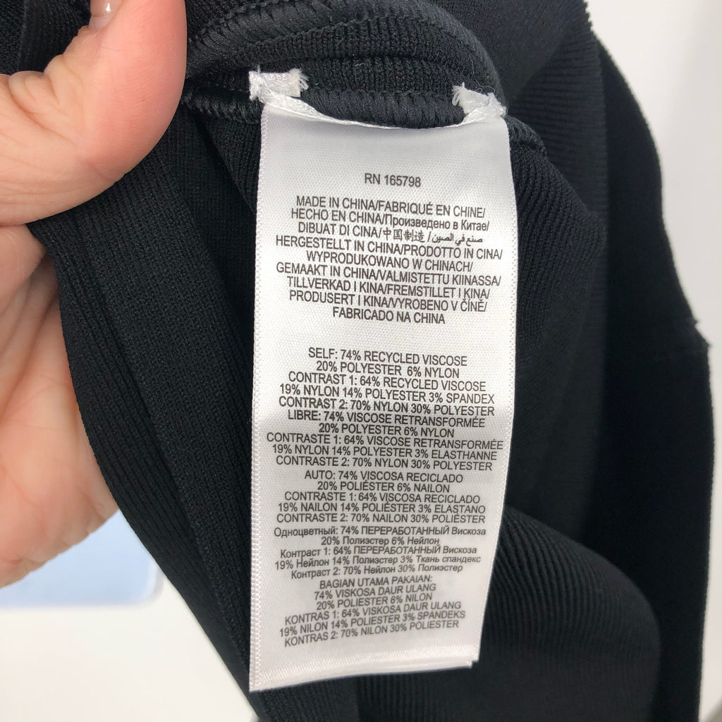 HERVE LEGER PARIS Intarsia Bustier Mini Dress Large Black Sheer Sleeve NWT