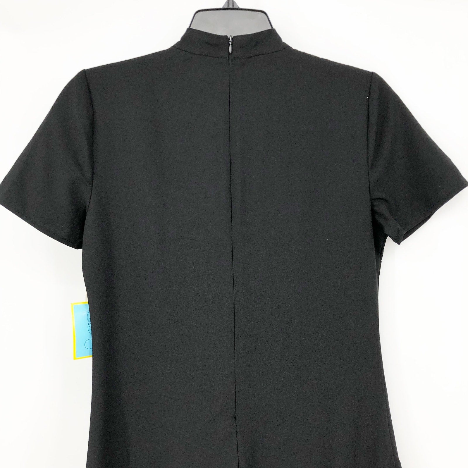 Cece Womens Bow Neck Mini Dress 4 Black Short Sleeve Fit & Flare Cocktail NWT