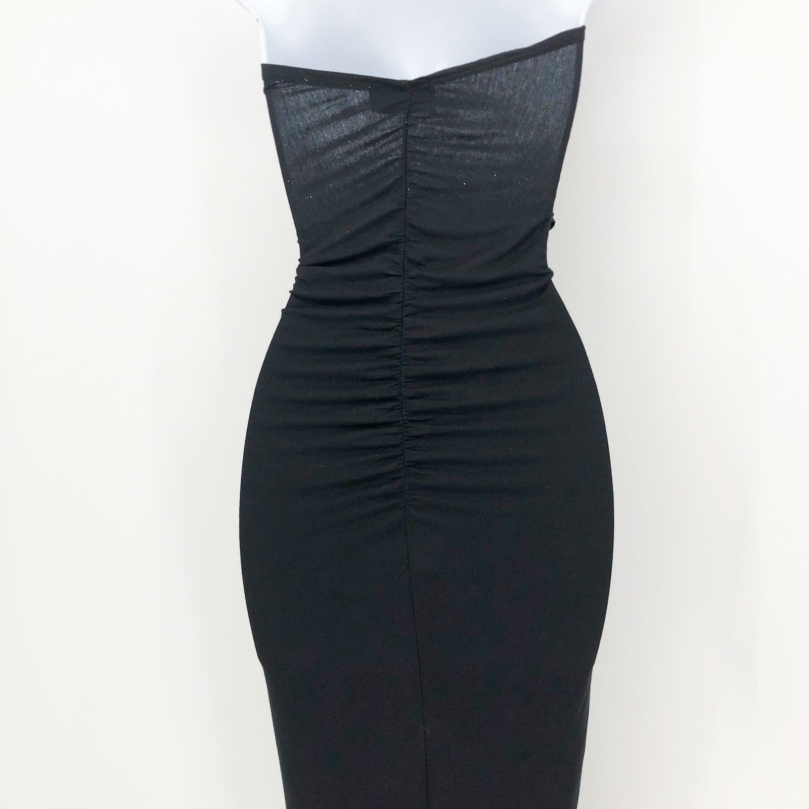 ASOS DESIGN Women's Cut Out High Slit Ruched Strapless Dress Black Size 8