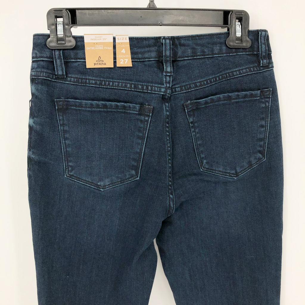 Prana Womens Sienna Skinny Jeans 27x28 US 4 Deep Blue Stretch Denim Mid Rise NWT