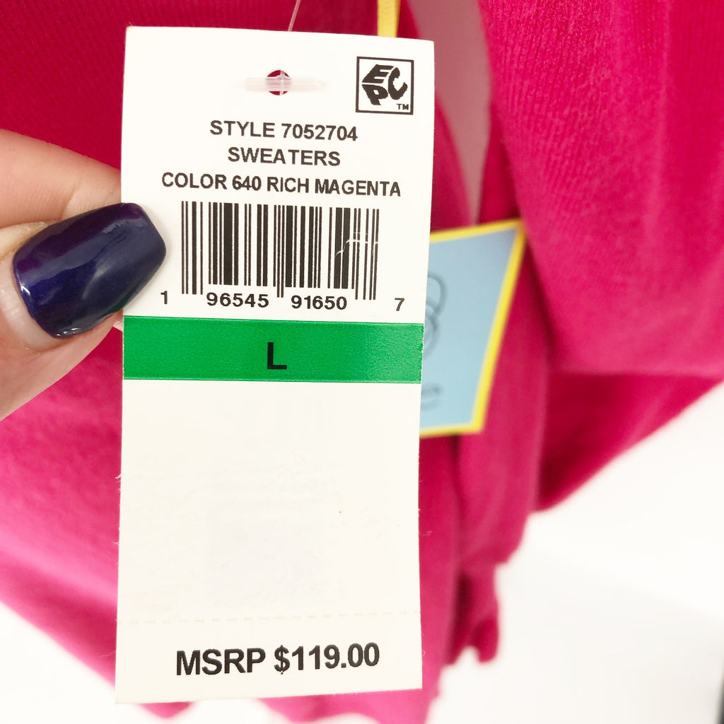 Cece Womens Sweater Knit Dress Large Rich Magenta Pink Long Sleeve NWT