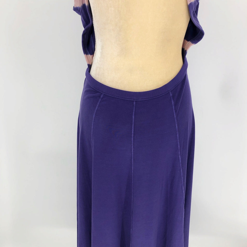 Ninety Percent Women Tie Dye Stripe Maxi Dress Small Purple Open Back NWT