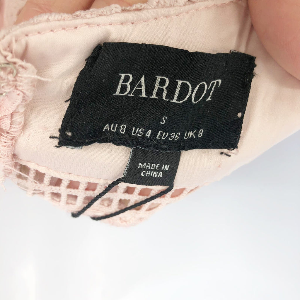 BARDOT Women's Willow Sheath Dress Small Soft Pink Floral Lace Sleeveless NWT