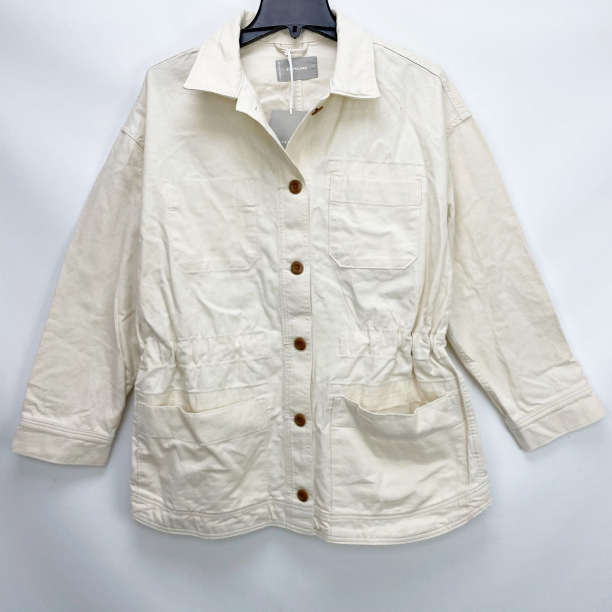 Everlane Womens The Cinchable Chore Jacket XXS Cream Bone Canvas NWT
