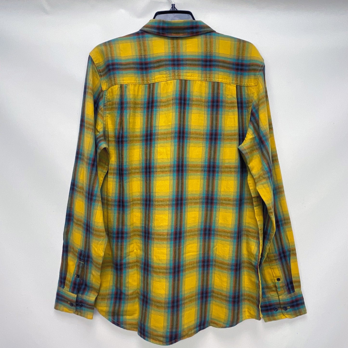 prAna Mens Dolberg Flannel Shirt Small Tall Yellow Plaid