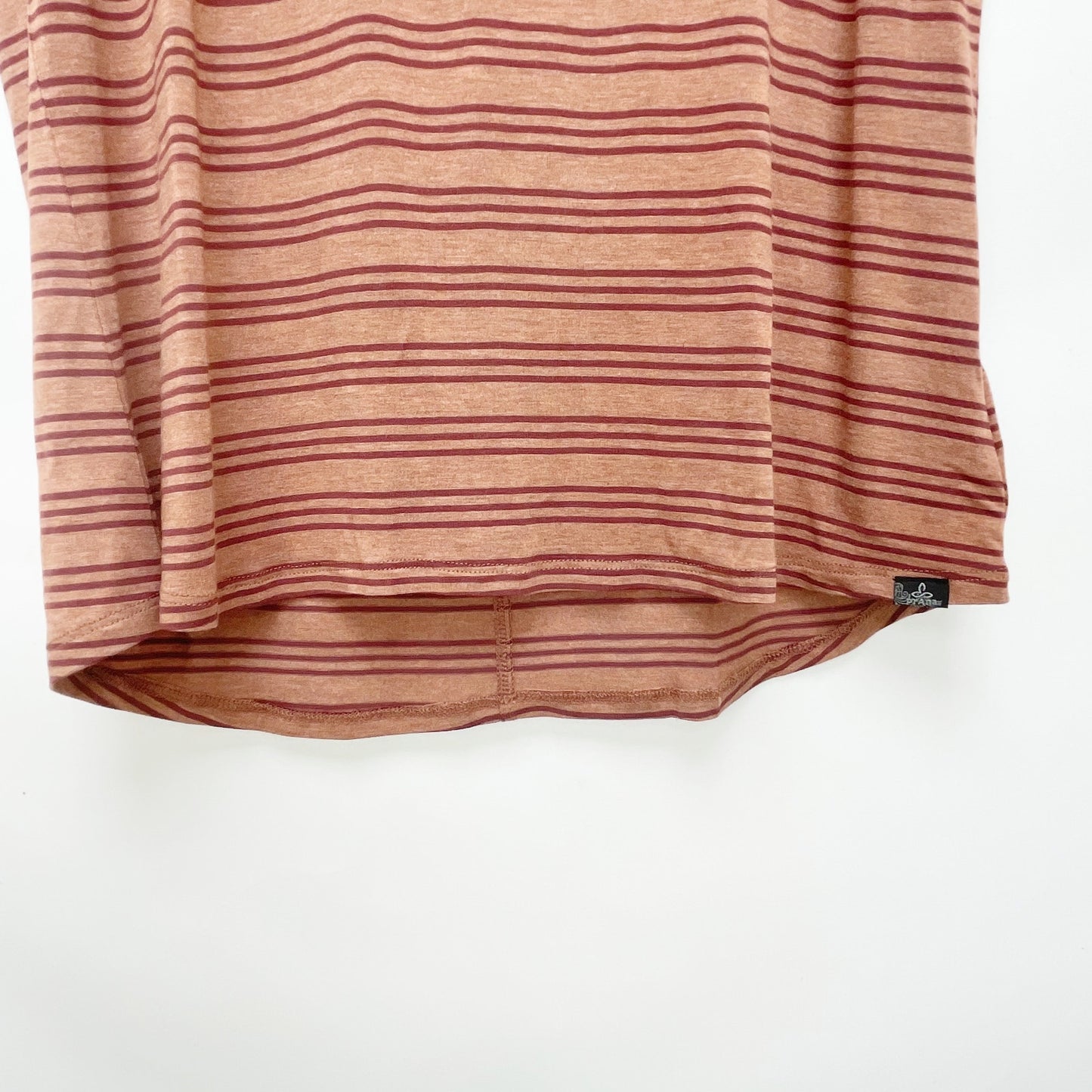 prAna Womens Foundation Tank Top XS Orange Red Scoop Neck Stripe