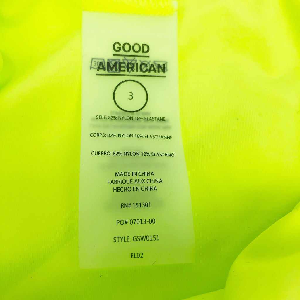 Good American Tiny Ties Bottoms 3 Large Swim Matte Electric Lime Green NWT FLAW
