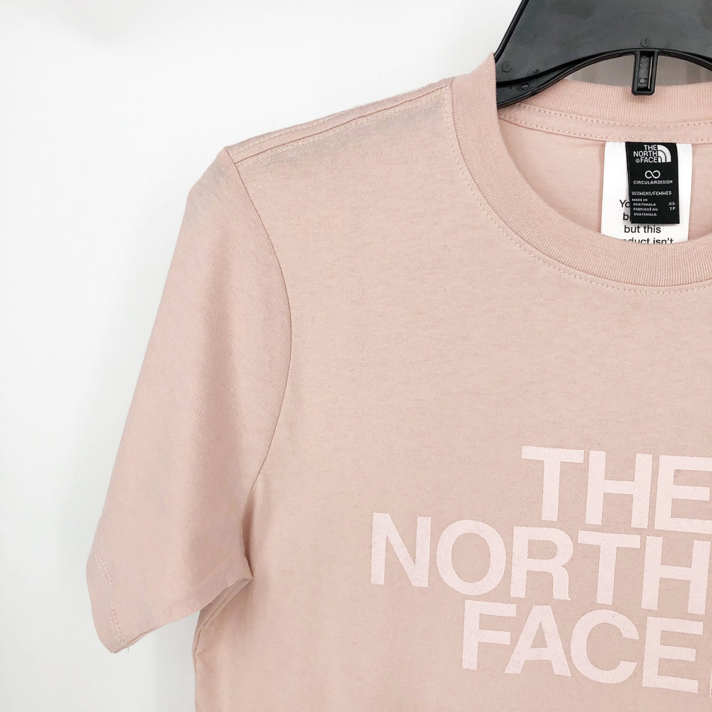 The North Face Womens Half Dome Logo Tee XS Pink Moss Short Sleeve NWT